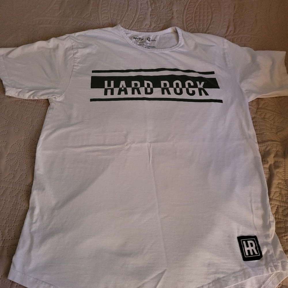 Mens Hard Rock White w/Black lettering T-Shirt